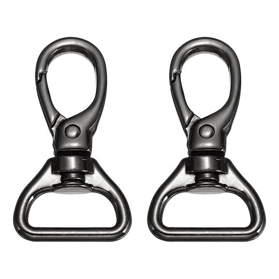 Uxcell Swivel Clasps, (3/4 Inch, Black) (2 Pcs), Metal Swivel Snap Hooks Curved Oval Trigger Snap Lobster Clips, Suit for - Keychain/Making DIY Crafts/Purse Hardware