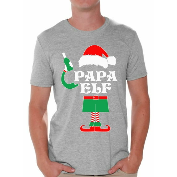 Awkward Styles Papa Elf Shirt Elf Christmas Tshirts for Men Papa Elf Ugly Christmas Shirt Papa Elf Christmas Holiday Top Funny Elf Suit Xmas Party Holiday Men's Tee Xmas Gift Idea for Daddy