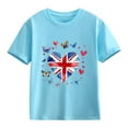 thumbnail image 4 of T-Shirt Graphique à Manches Courtes et Col Rond pour Enfants, Imprimé Drapeau Britannique, Mélange Doux de Polyester et Spandex, Haut Décontracté Respirant, Lavable en Machine, pour Garçons et Filles, 4 of 4