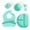 Minty Green, variant on Muqee Peeko Turkish Pink Silicone Baby and Toddler Self-Eating food Plates Set with Utensils (8 Piece Set)