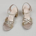 thumbnail image 4 of Women's Heels Chunky Block Strappy Square Open Toe Sandals Ankle Strap Heeled Dress Sandal Ladies Summer Wedding Party Shoes Size 7 Gold, 4 of 5