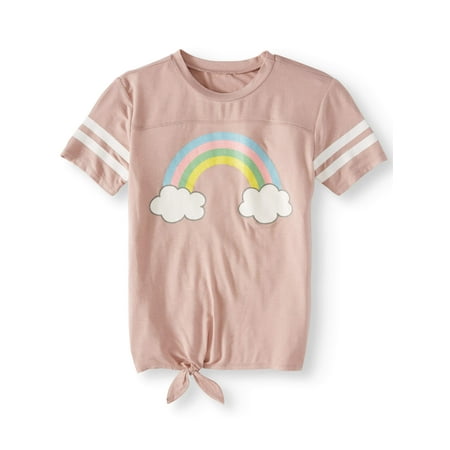 - Glitter Graphic Varsity Tie-Front Tee (Little Girls & Big Girls)