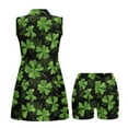 thumbnail image 5 of COEQINE Shamrock Black Print Women's Golf Dress for St. Patrick's Day Quick Dry Washable Elastic Sports Dresses with Pockets and Shorts Sleeveless V-Neck Workout Outfits, L, 5 of 7
