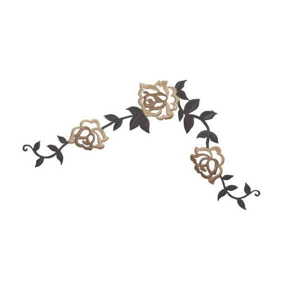 ID 5025 Tan Roses On Vine Large Patch Flower Bloom Embroidered Iron On Applique