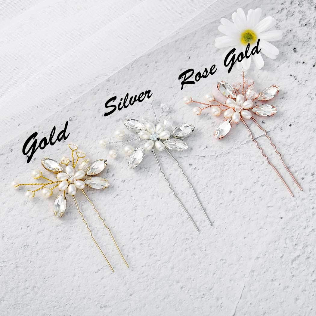 Flower Wedding Bride Hair Pins Pearl Bridal Hair Pieces  display picture 1