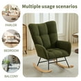 thumbnail image 2 of BISHE Modern Nursery Rocking Chair Upholstered Glider Chair with High Backrest Rocker Accent Armchair with Solid Wood Legs for Nursery Bedroom Living Room Teddy, Dark Green, 2 of 6