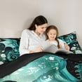 thumbnail image 5 of jejeloiu Cyan Magic Dragon Twin Comforter Sets,White Flowers Floral Bedding Set For Boy Teens Reversible 2 Pieces, 5 of 8