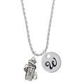 thumbnail image 1 of Delight Jewelry Silvertone Golf Club Bag Silvertone Script Initial Disc - W - Charm Necklace, 20"+3", 1 of 4