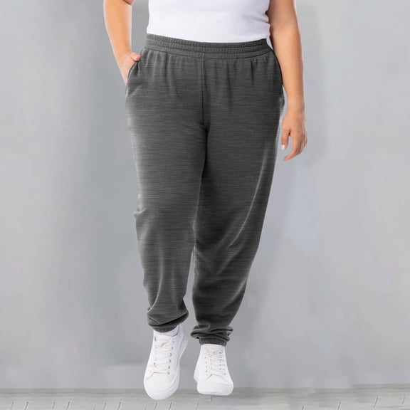 Oiangi Plus Size Sweatpants for Women Casual Elastic Waist Trousers Athletic Cinch Bottom Track Pants with Pockets Gray XL