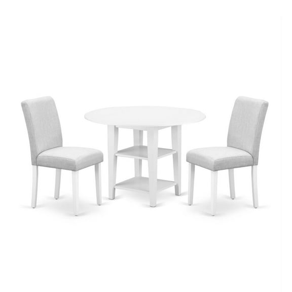 East West Furniture Shelton 3-piece Wood Dining Room Set in Linen White
