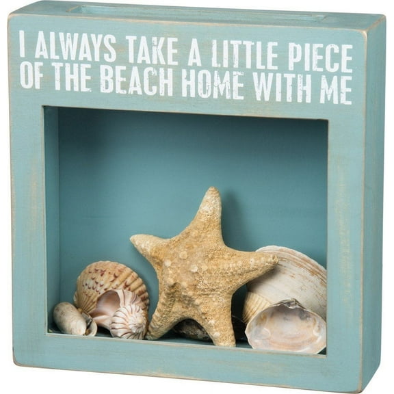 Primitives by Kathy Shell Holder - Piece Of The Beach Freestanding Display Case, Aqua Blue