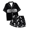 thumbnail image 3 of Womens Pajama Sets Halloween Abstract Print Silk Satshort Sleeve Button Sleepwear Loungewear Nightwear Nightclothes Homewear, 3 of 3