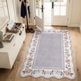 thumbnail image 4 of Lahome Washable 3'x5' Scalloped Area Rug, Grey Floral Boho Rugs for Living Room, Ultra-Thin Soft Non-Slip Low-Pile Stain Resistant Carpet for Bedroom Dining Room Office, Grey, 4 of 11