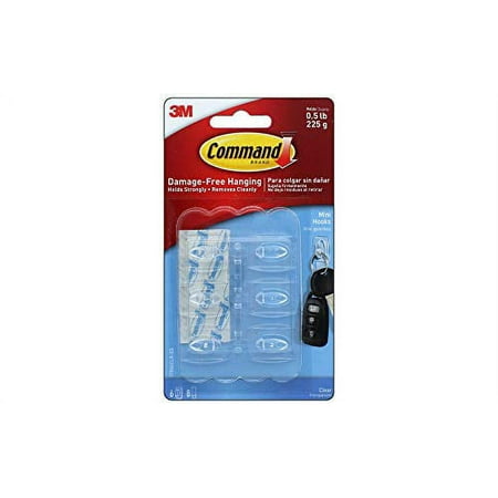 Command Clear Mini Hooks - Adhesive Plastic, Clear Finish - 6 Pack