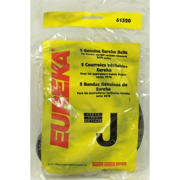 Eureka Upright Vacuum Cleaner Style J Belt, OEM Number 61520-12, 2 belts in pack