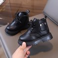 thumbnail image 4 of Quealent Baby Work Boots Autumn Fashion Leather Lace-Up Boots Soft Flat Ankle Snow Boots Black for Size 5, 4 of 7