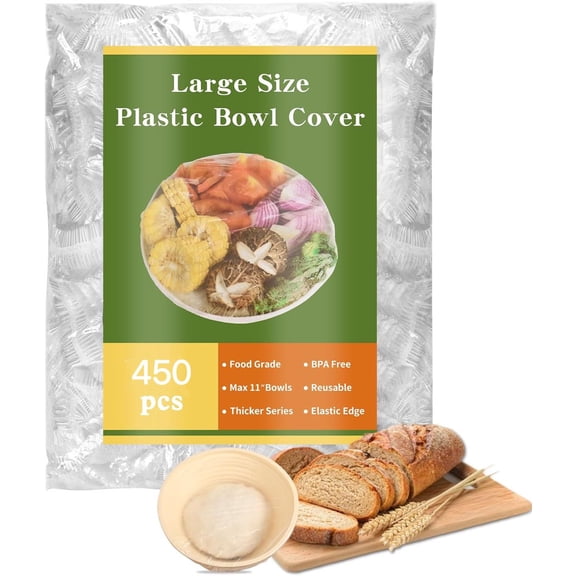 Reusable Elastic Silicone Bowl Covers & Shower Caps (Pack of 450) - Large Stretchable Lids for Sourdough Proofing, Fermentation, Baking, Meal Prep and Food Storage, BPA-Free, Keep Food Fresh