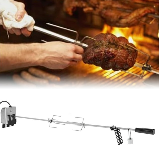 Kit Universel de Rôtissoire pour Grils, Gril BBQ Électrique Capacité de Charge 33 Lb avec Moteur, Tige de Broche 52,4 Po, Kit de Grillade Automatique en Acier Inoxydable, BBQ Rotatif Automatique