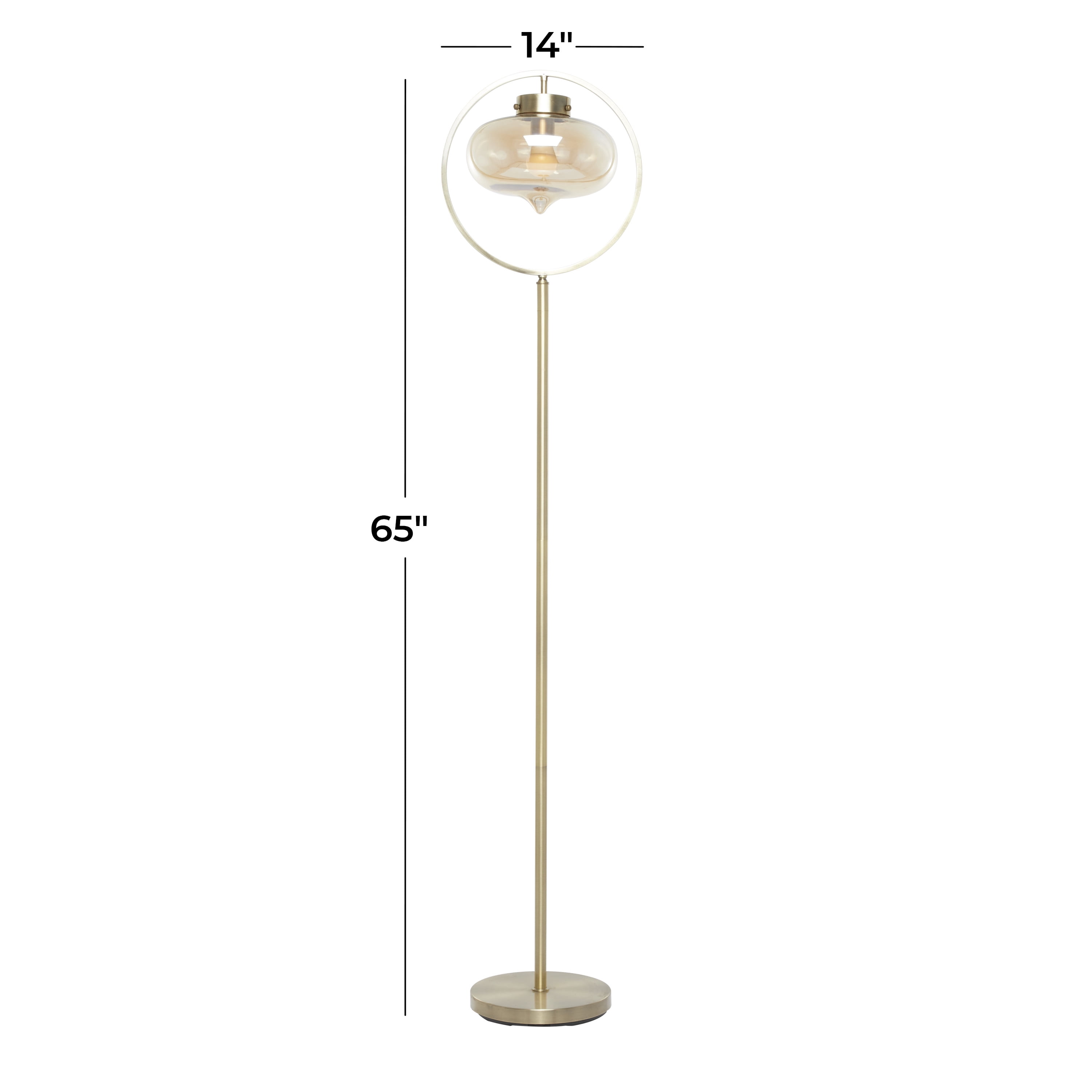 DecMode 65" Gold Floor Lamp with Clear Glass Shade