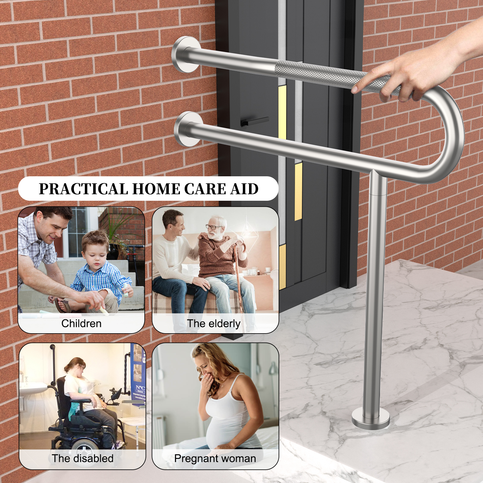 Toilet Grab Bar 30.3 Inch, ZUEXT Anti-Slip Handicap Grab Bars with Paper Holder, Flip-Up Bathroom Toilet Safety Rails, Stainless Steel Knurled Support handrails for Seniors Elderly Disabled Pregnant