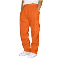 thumbnail image 2 of Frnrwgo Mens Cargo Pants Loose Sports Drawstring Elastic Waist Pockets Pockets Solid Color Breathable Lightweight for Outdoor, 2 of 5