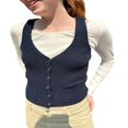 thumbnail image 1 of EIMELI Women Knit Tank Tops Solid Color Ribbed Sleeveless V-Neck Button Front Slim Waistcoat, 1 of 5