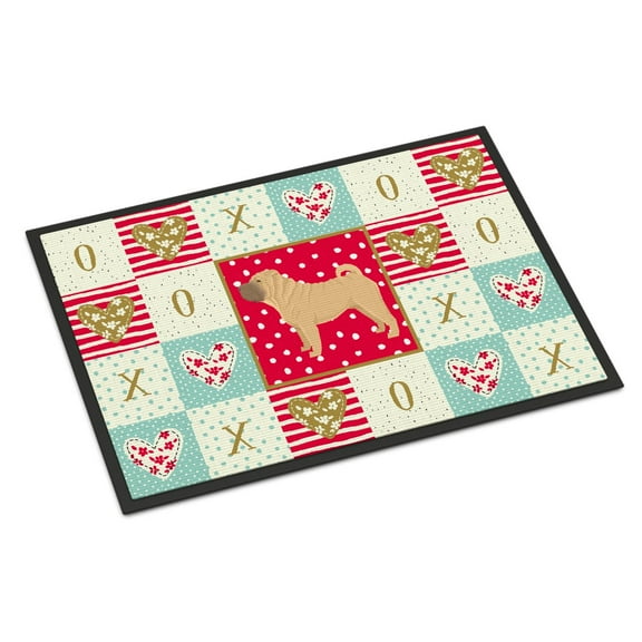 Carolines Treasures CK5952JMAT Shar Pei Love Door Mat Indoor Rug or Outdoor Welcome Mat 24x36 Doormat 36"L x 24"W