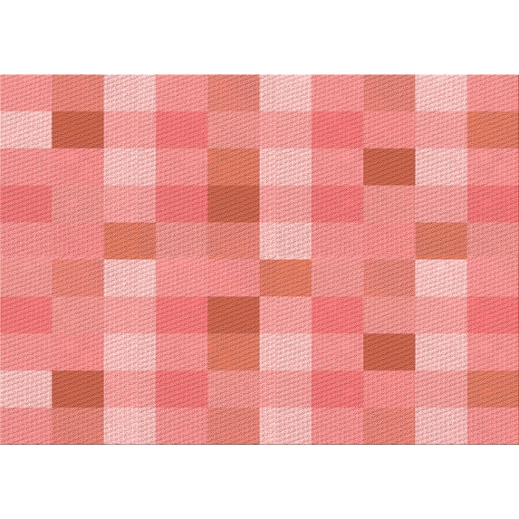 Ahgly Company Indoor Rectangle Patterned Light Salmon Pink Area Rugs, 7' x 10'