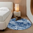 thumbnail image 2 of Small Round Rug 3Ft Washable Non-Slip, Navy Blue Coastal Circle Area Rugs for Living Room Bedroom, Summer Beach Nautical Starfish Coral Vintage Indoor Floor Mats Carpet Runner for Home Decor, 2 of 8