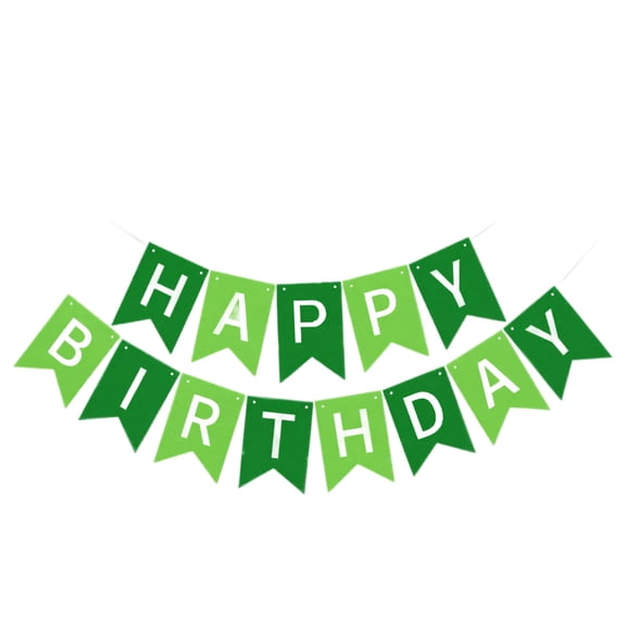 Green Leaf Happy Birthday Banner,Eco-Friendly Cardstock Pennant Garland Nature Inspired Design for Forest Garden Celebrations and Picnic Decor