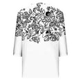 thumbnail image 4 of CYMMPU Tunic Tops 3/4 Sleeve Loose Fit Blouses for Women Dressy Casual Floral Printed Spring Tops V Neck Summer Fashion Shirts Business Elegant Work Topss M, 4 of 5