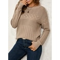 thumbnail image 5 of Eytino Women Sweaters Oversized Sweaters Long Sleeve Knit Crewneck Crochet Pullover Tops S-2XL, 5 of 11