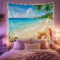 thumbnail image 2 of Palms Over a Tropical Beach with Seashells and Flowers, Serene Coastal for Beach Lovers, Seashell Wall Art, Hostess Gift, Tapestry Wall Hanging for Bedroom and Living Room, 2 of 7