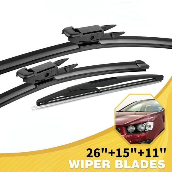 MODIGT Windshield Wiper Blades Pinch Tab 26" 15" 11" for 2012-2019 Chevrolet Aveo, 2012-2019 Chevrolet Sonic