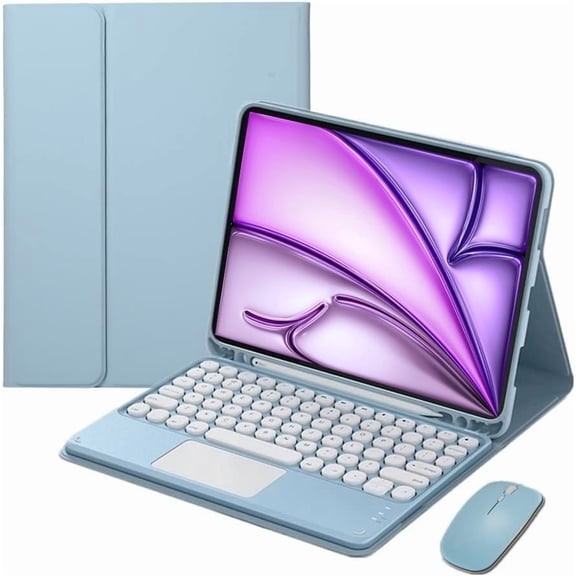 Touch Keyboard Case for iPad Air 13-inch (M3) 2025, (M2) 2024 and iPad Pro 12.9-inch, with Mouse - Magnetically Detachable Touch Bluetooth Keyboard