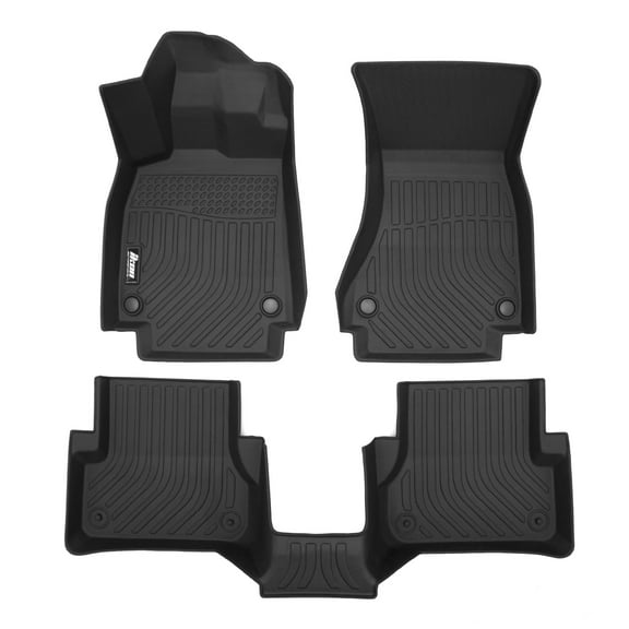Ikon Motorsports 3D TPE Floor Mats, All Weather Waterproof Anti-Slip, Fits 2012-2018 Audi A6/ A7/ A6 Quattro/ A7 Quattro/ RS7/ S6/ S7, Black 3 Pieces
