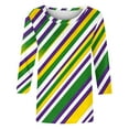 thumbnail image 5 of Mardi Gras Shirt Women Plus Size Cute Graphic Crew Neck Funny Tee Tops Casual Trendy 3/4 Sleeve Party Carnival Pullover Holiday New-Orleans Tunic Shirts, 5 of 6