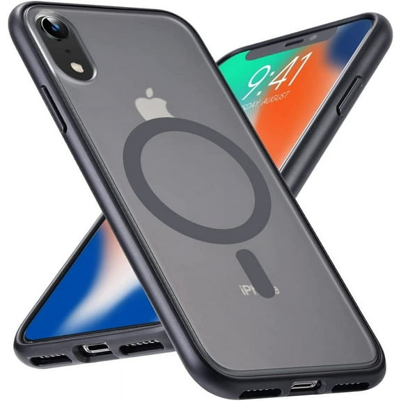 Magnetic Case for iPhone XR Case [MIL-Grade Drop Tested & Compatible with MagSafe] Translucent Matte Back, Anti-Fingerprint Anti-Scratch Phone XR Case 6.1 Inch, Black