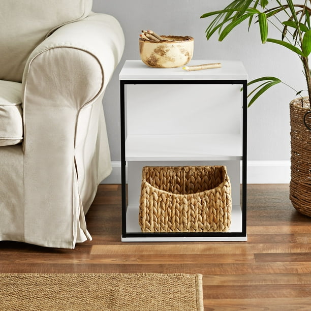 Mainstays Kalla Wood and Metal 3 Shelf End Table, Multiple Colors