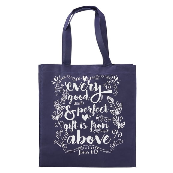 Christian Art Gifts by Every Good and Perfect Gift Women's Tote Shopping Bag, Blue / Navy