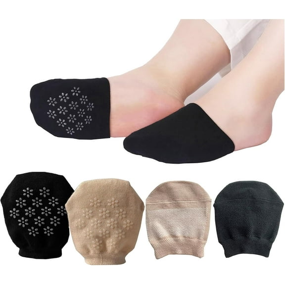 Toe Topper Half Foot Socks for Women, Fashion Liner No Show Mule Socks 4Pairs