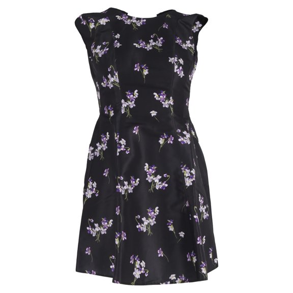 Pre-Owned Red Valentino Garavani Floral Print Mini A-Line Dress in Black Polyester