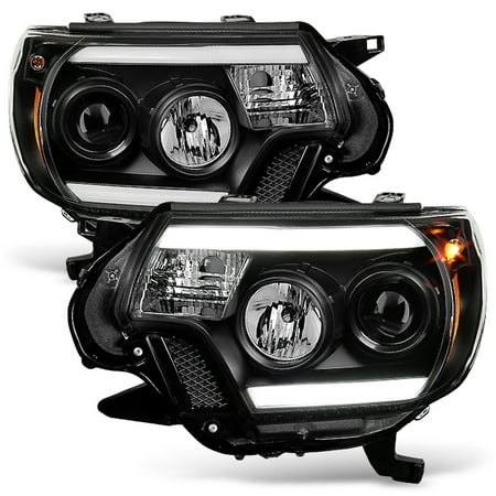 Fits 2012 13 14 2015 Toyota Tacoma Truck Black DRL LED Tube Projector