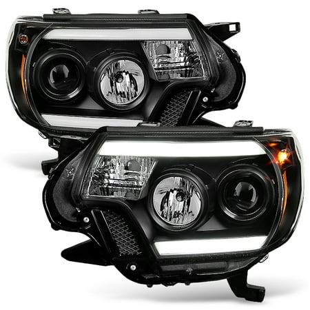 - Fits 2012 13 14 2015 Toyota Tacoma Truck Black DRL LED Tube Projector Headlights