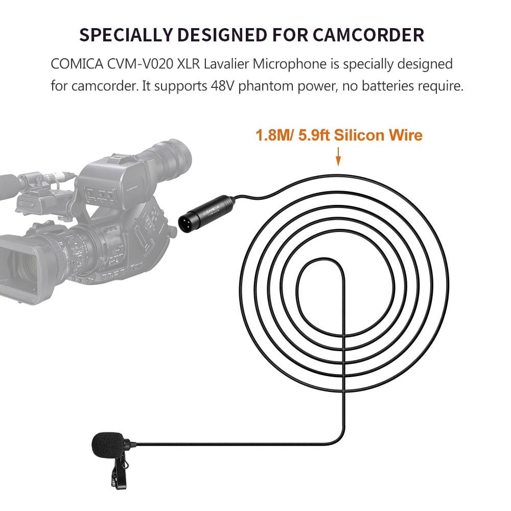 COMICA Microphone,Compatible With Video Condenser Mic Condenser Mic Xlr Compatible With Xlr 48v Lavalier Mic Xlr 48v Cvm-v02o Dsfen Eryue Cvm-v02o