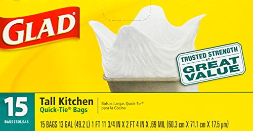 Glad 13 Gal. Quick Tie Tall Kitchen Bags 15 ct