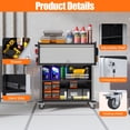 thumbnail image 5 of Aobabo Metal Storage Cabinet on Wheels with 1 Drawer, Rolling Steel Garage Tools Cabinet with Side Pegboard &4 Hooks & 1 Adjustable Shelf for Garage,Shop,Home,Gray/Black, Assembly Required, 5 of 8