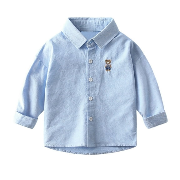 Kiijoy Toddler Boys Long Sleeve Button-Down Shirt Fall Kids Casual Shirt, Sizes 4-5