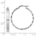 thumbnail image 3 of 14K White Gold 30mm x 3mm Textured Edge Hoop Earrings, 3 of 3