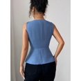 thumbnail image 6 of Womens Summer Vest Tops Dressy Business Casual V-Neck Sleeveless Button Down Trendy Outfits Blue L, 6 of 8